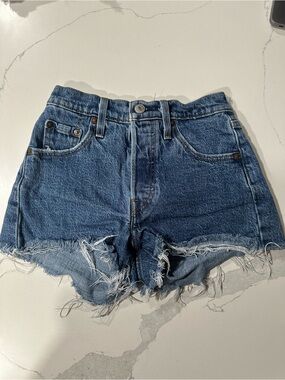 Levi's Vintage-Inspired Distressed Blue Denim Shorts